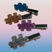 Load image into Gallery viewer, Glitter puzzle hairclips